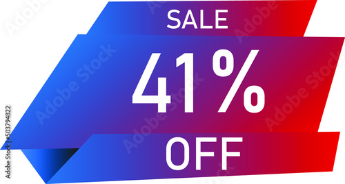 Sale tag 41% off, banner design template, geometric shape, vector illustration