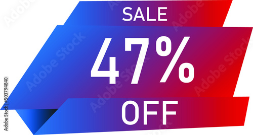 Sale tag 47% off, banner design template, geometric shape, vector illustration