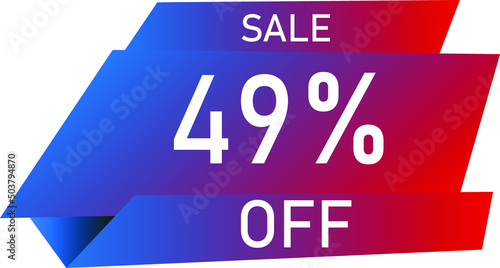 Sale tag 49% off, banner design template, geometric shape, vector illustration