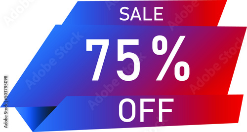 Sale tag 75% off, banner design template, geometric shape, vector illustration