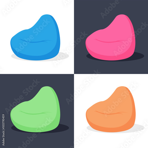 Color beanbag in trendy flat style. Pouf soft furniture icon. Vector illustration isolated on white background.