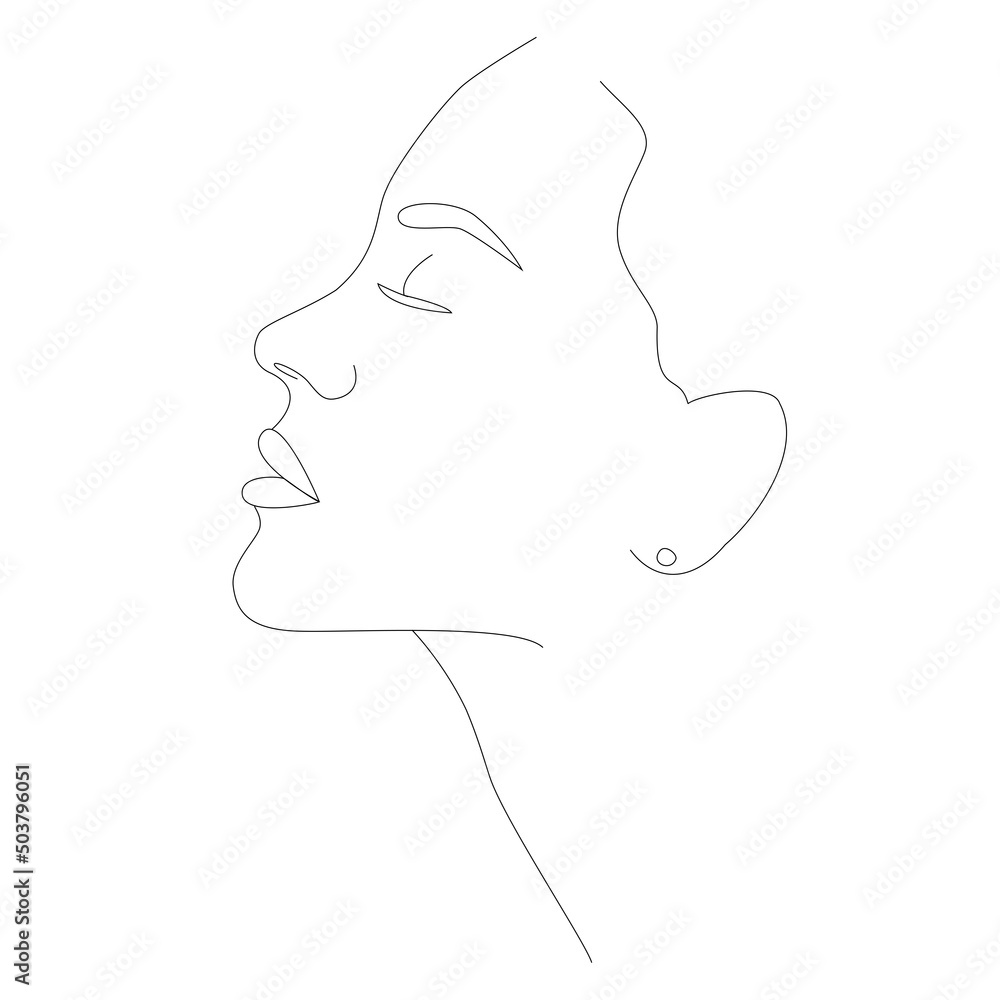 One face line. Minimalist continuous linear sketch of a female face. Female portrait black white artistic outline vector hand-drawn illustration. Boho girl. A woman's face. Portrait of minimalism. One face line. Minimalist continuous linear sketch of a female face. Female portrait black white artistic outline vector hand-drawn illustration. Boho girl. A woman's face. Portrait of minimalism.