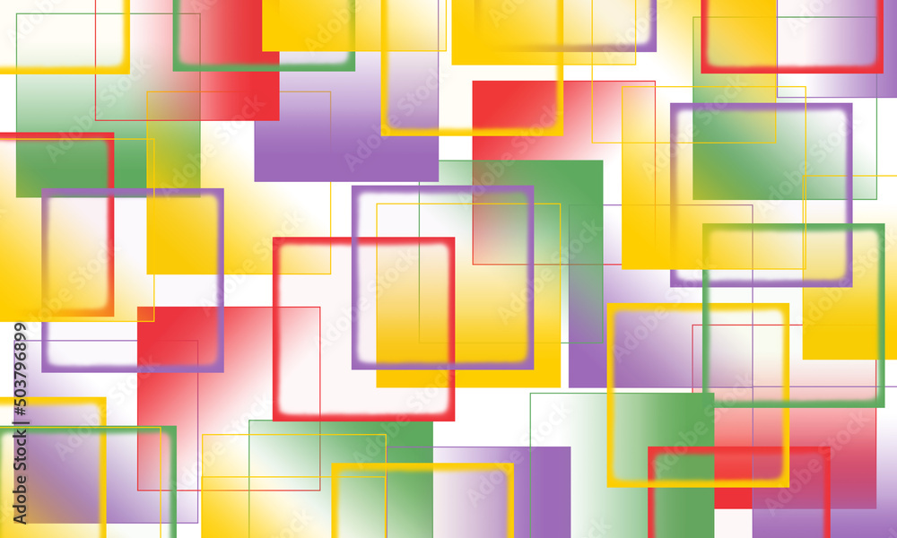 Jointed square frames of red, yellow and green gradient colors on a white background Jointed square frames of red, yellow and green gradient colors on a white background