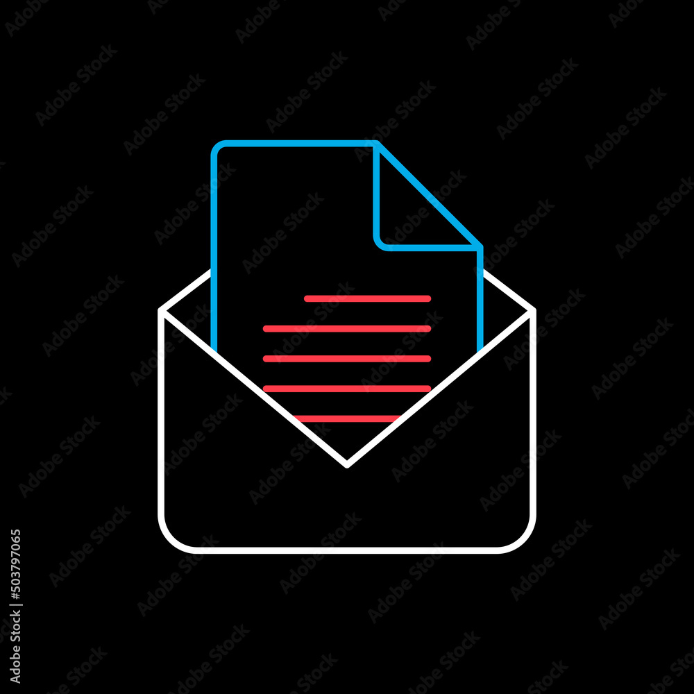 Message vector icon isolated on the black Message vector icon isolated on the black