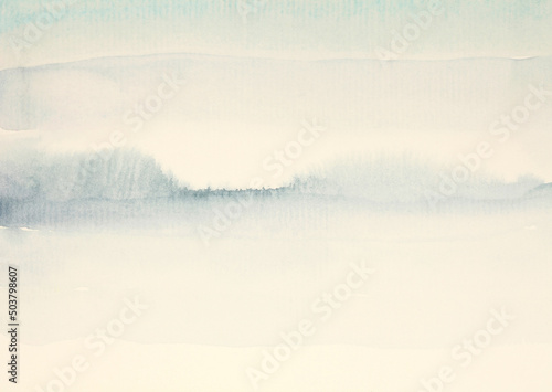 Abstract grain grunge watercolor and acrylic flow blot smear painting. Beige color canvas texture horizontal copy space background.