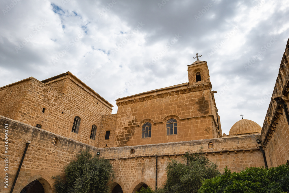 Mor Hananyo Monastery in Mardin Turkey.  Also known as Deyrulzafaran Monastery, it is  an important Syriac Orthodox monastery.