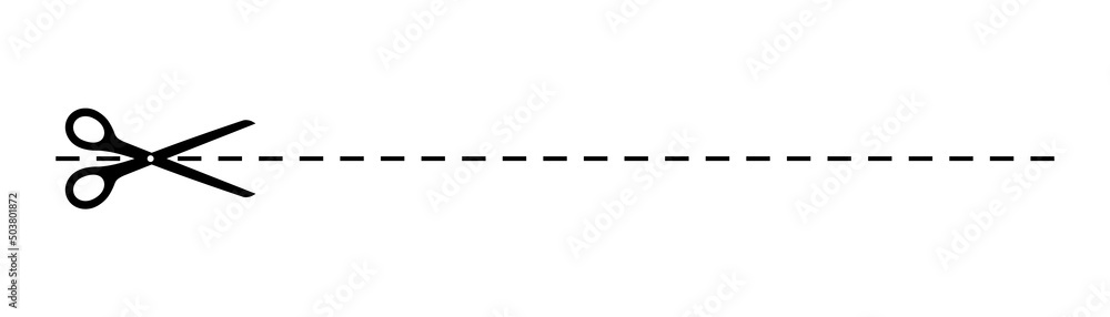 Scissor with dash cut line. Dot marks voucher. Black shear crop border on white coupon background. Vector illustration. Scissor with dash cut line. Dot marks voucher. Black shear crop border on white coupon background. Vector illustration.