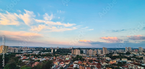Sunset in the city with clouds. Ribeirao Preto City Skyline