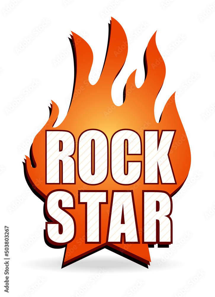 Rock star blazing musical emblem, fire sign for your design Rock star blazing musical emblem, fire sign for your design