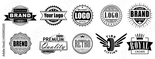 Set of vintage style badges, logos, emblem. Old school vintage sign, retro logo emblem for your design.