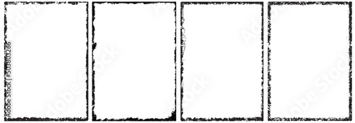 Blaack dirty grunge frames A4 size with brush strokes.