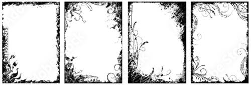 Set of four A4 floral frames in grunge style for your design.