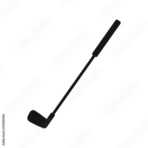 Close up of iron or wedge golf club flat vector icon for sports apps and websites.