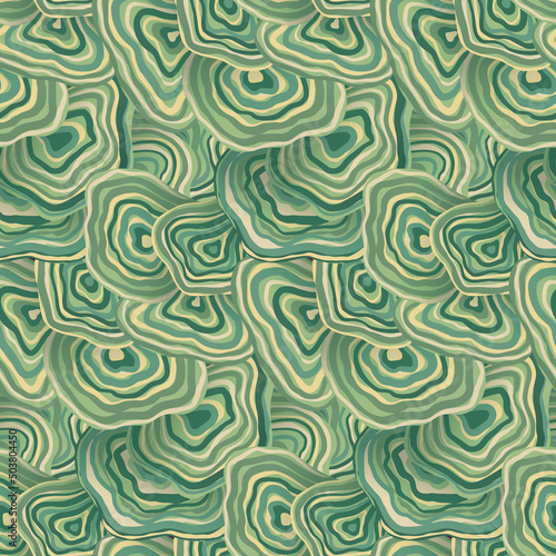 Seamless pattern with layered wood fungus texture. Surreal abstract background in natural colors. Vector illustration.