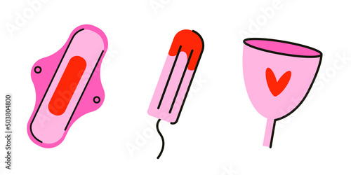 The topic of menstruation. Period. Various feminine hygiene products. Zero unnecessary items.