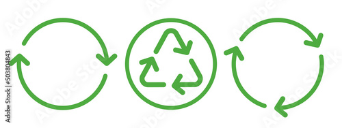 Recycling and rotation arrow icon set.