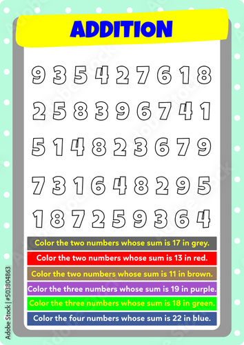 Math operations for kindergarten, preschool and primary school.