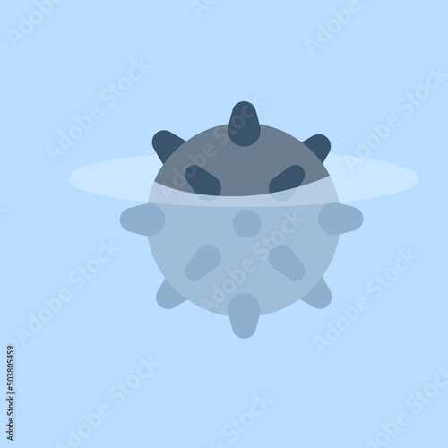Naval mine. Bomb to destroy ships. Military weapons in water.