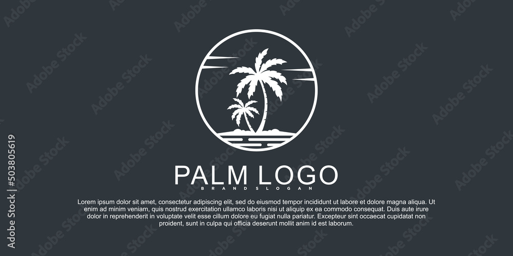 Creative of abstract palm tree logo design with unique emblem style Premium Vector
