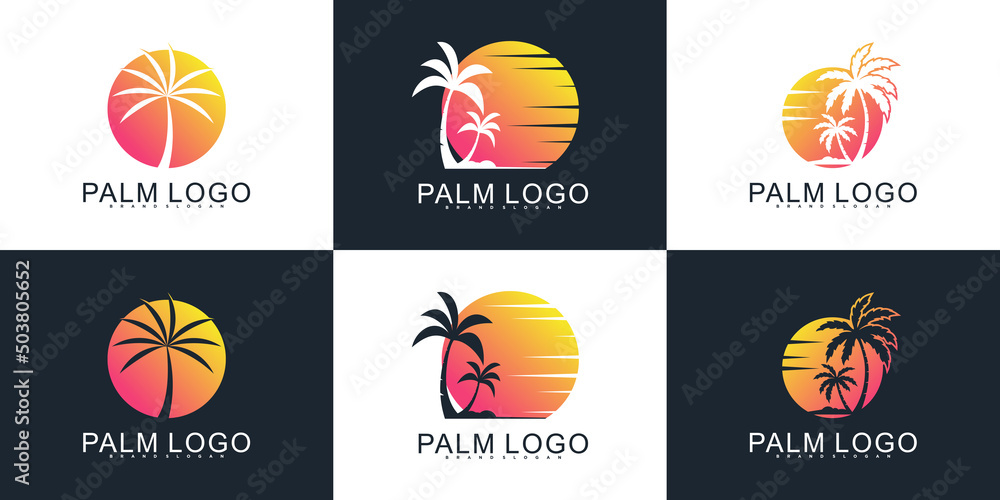 Set of abstract palm tree logo design collection Premium Vector Set of abstract palm tree logo design collection Premium Vector