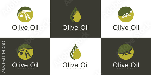 Set of olive oil vector logo design collection, suitable for health and food business Premium Vector