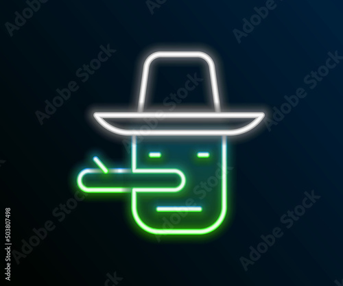 Glowing neon line Pinocchio icon isolated on black background. Colorful outline concept. Vector