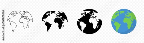 World globe icons. Earth globes silhouettes. Vector