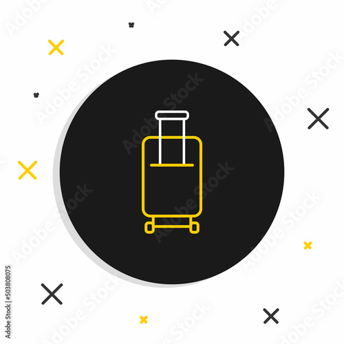 Line Suitcase for travel icon isolated on white background. Traveling baggage sign. Travel luggage icon. Colorful outline concept. Vector