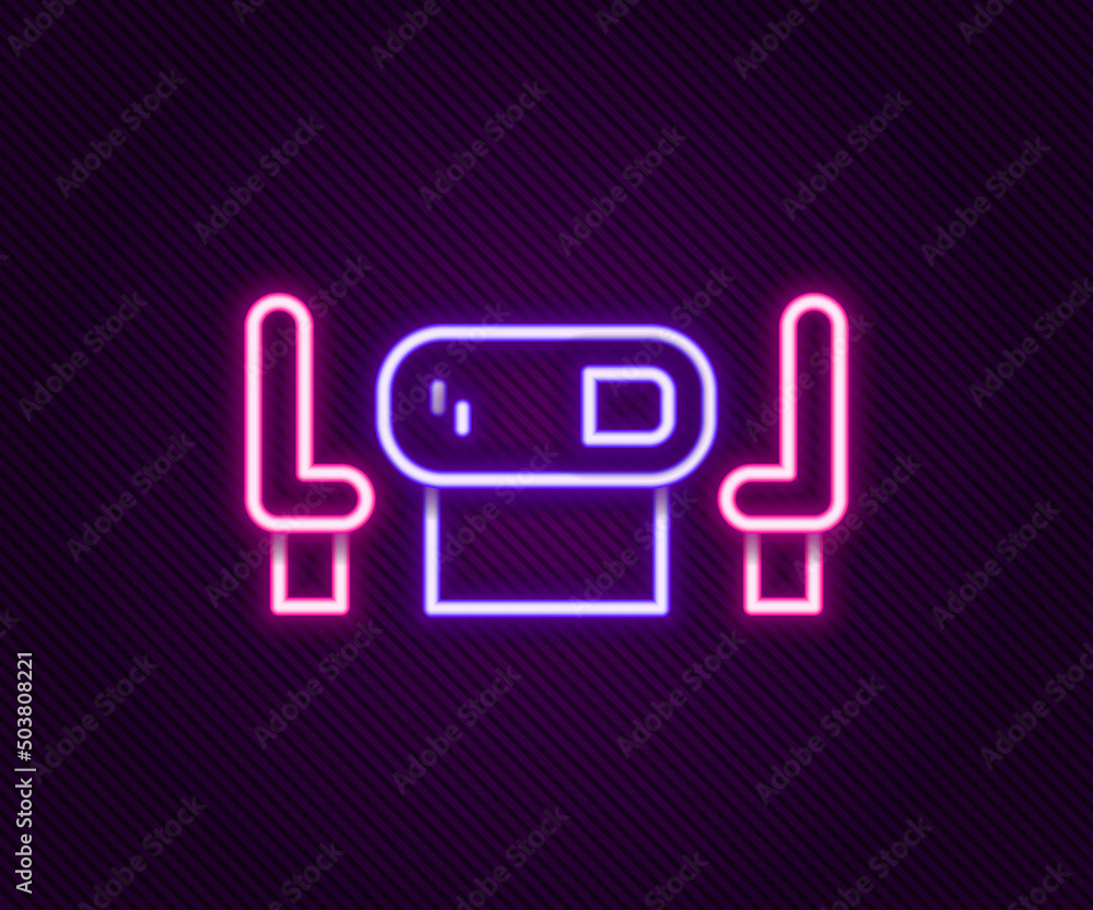 Glowing neon line Poker table icon isolated on black background. Colorful outline concept. Vector Glowing neon line Poker table icon isolated on black background. Colorful outline concept. Vector