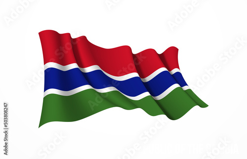 Free Download Gambia flag state symbol isolated on background national banner. Greeting card National Independence Day of the Republic of The Gambia. Illustration banner with realistic state flag. - GFXLoad