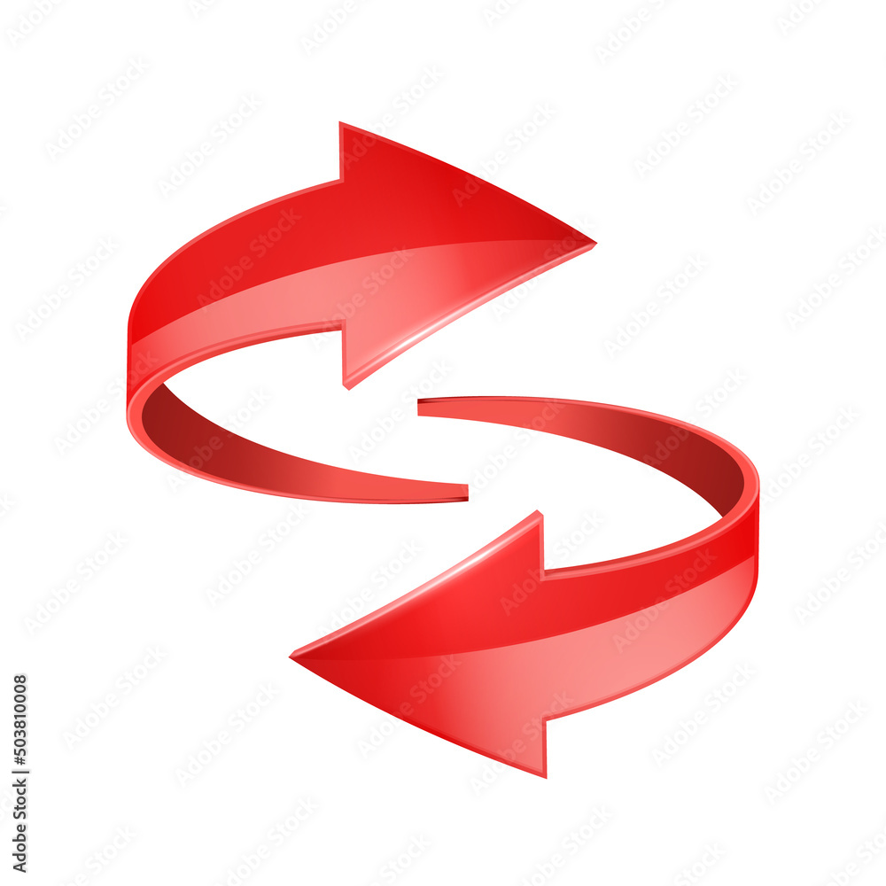 Red realistic 3D glossy arrows are moving towards. Red realistic 3D glossy arrows are moving towards.
