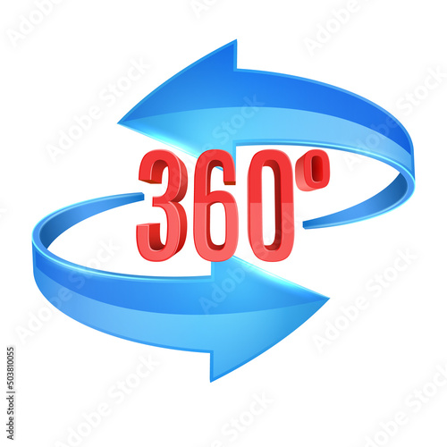 Red glossy 3D arrow 360 sing. Arrow vector icon. 