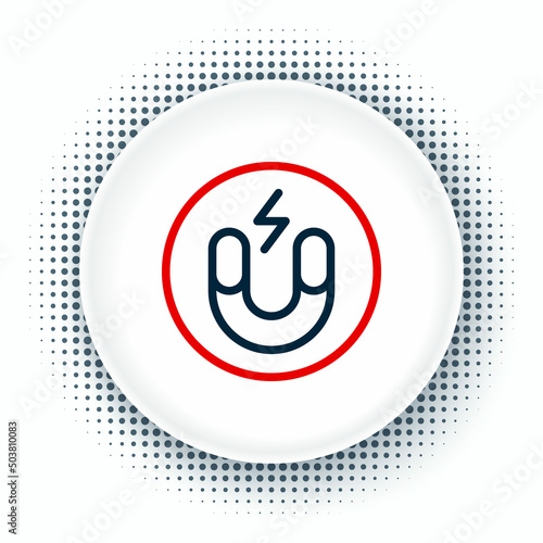Line Magnet icon isolated on white background. Horseshoe magnet, magnetism, magnetize, attraction. Colorful outline concept. Vector