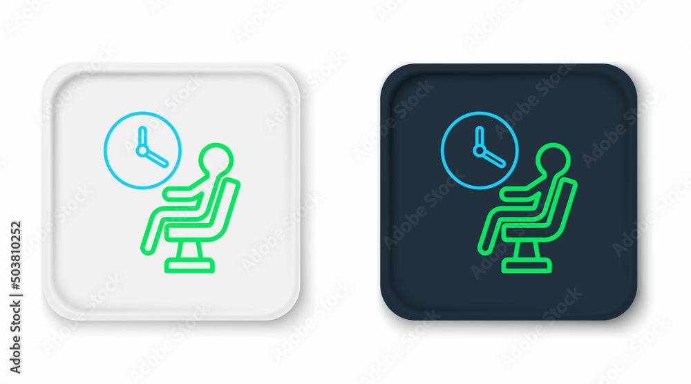 Line Human waiting in airport terminal icon isolated on white background. Colorful outline concept. Vector Line Human waiting in airport terminal icon isolated on white background. Colorful outline concept. Vector
