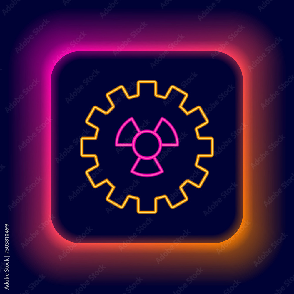 Glowing neon line Radioactive icon isolated on black background. Radioactive toxic symbol. Radiation hazard sign. Colorful outline concept. Vector Glowing neon line Radioactive icon isolated on black background. Radioactive toxic symbol. Radiation hazard sign. Colorful outline concept. Vector