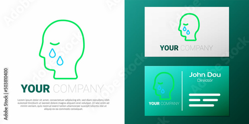 Line Man graves funeral sorrow icon isolated on white background. The emotion of grief, sadness, sorrow, death. Colorful outline concept. Vector
