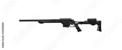 Modern powerful sniper rifle. Weapons for long-range shooting. Isolate on a white back.