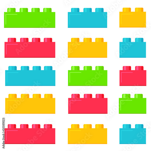 Building plastic toy bricks or child blocks construction flat cartoon illustration element isolated clipart building blocks, color image jpg icon