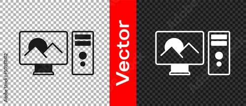 Black Photo retouching icon isolated on transparent background. Photographer, photography, retouch icon. Vector