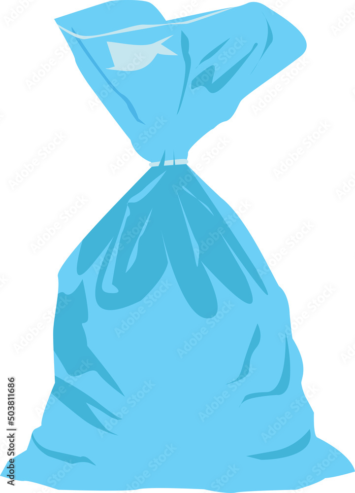 Vector illustration of a blue bag full of garbage