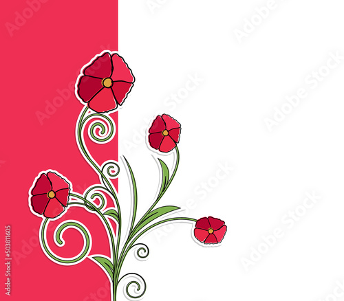 background with red flowers banner