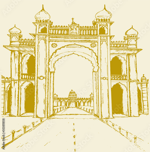 Sketch of the Palace of Mysore Entrance Arch in Karnataka Tourism Heritage City photo