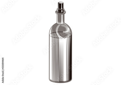 Icono negro de botella de bebida en fondo blanco. 
