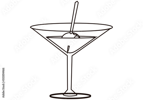 Icono negro de copa con aceituna en fondo blanco. 