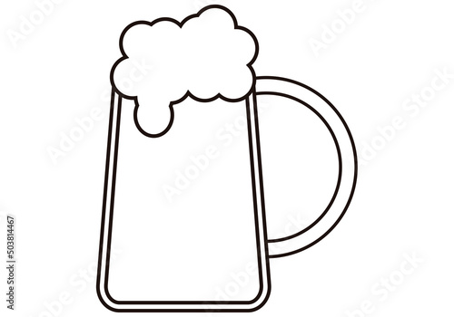 Icono negro de jarra de cerveza en fondo blanco. 