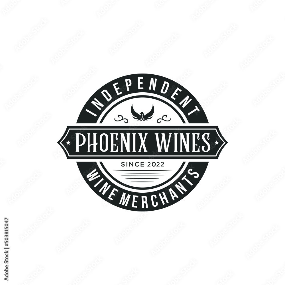 Modern Wine Emblem Logo Design