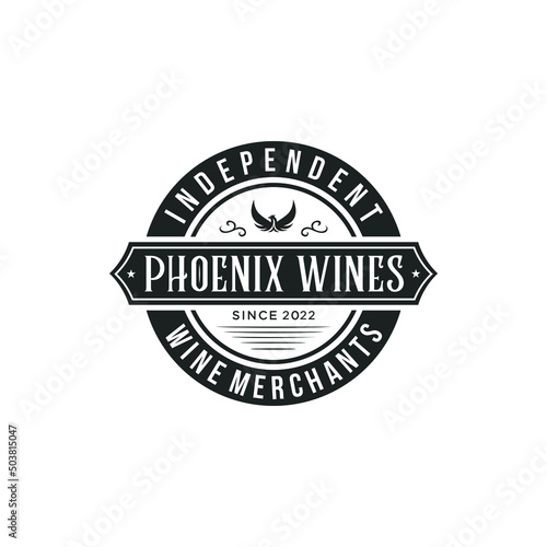 Modern Wine Emblem Logo Design