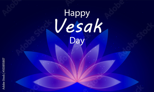 Happy vesak day abstract lotus flower, vector art illustration.