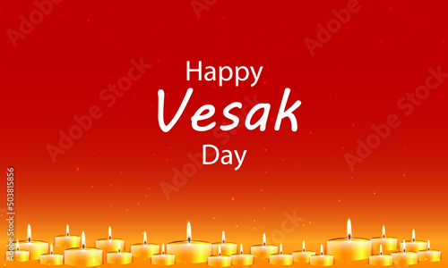 Happy vesak day candles, vector art illustration.