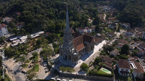 Sao Pedro de Alcantara Cathedral in Petropolis, Brazil. Aerial View photo